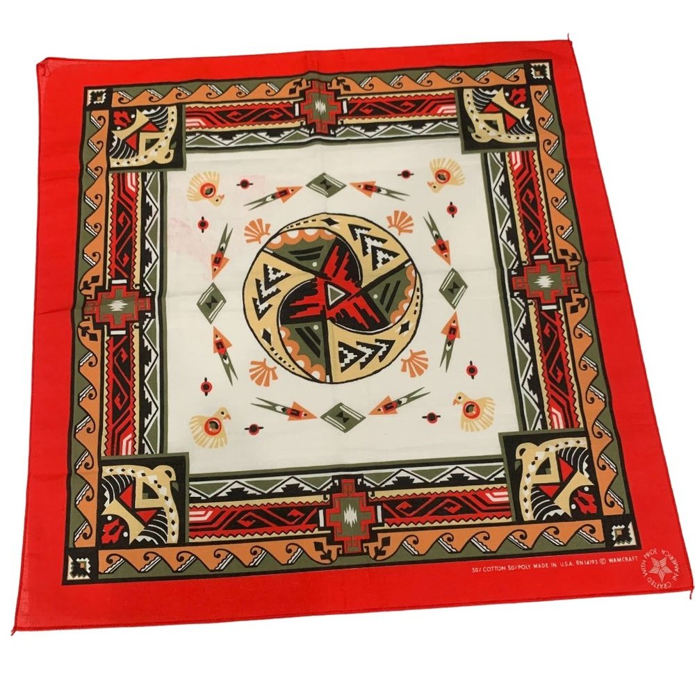 Vintage Cotton/Poly Wamcraft Native Soutwestern Print Bandana